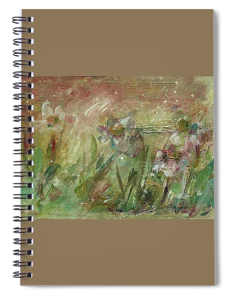 Floral Spiral Notebook featuring the painting Wil O' The Wisp by Mary Wolf