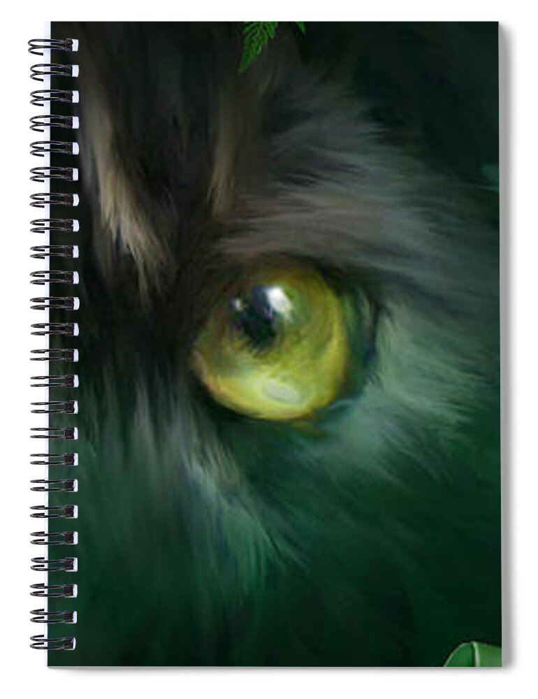 Panther Spiral Notebook featuring the mixed media Wild Eyes - Black Panther by Carol Cavalaris