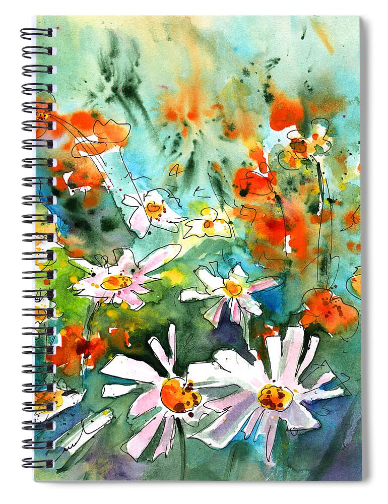 Impressionism Spiral Notebook featuring the painting Wild Flowers 08 by Miki De Goodaboom