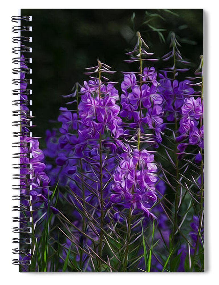 Banff Spiral Notebook featuring the photograph Wildflowers Fireweed 1 by Bob Christopher