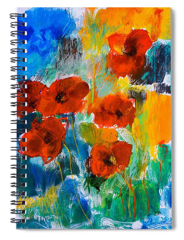 Poppies Spiral Notebook featuring the painting Wild Poppies by Elise Palmigiani