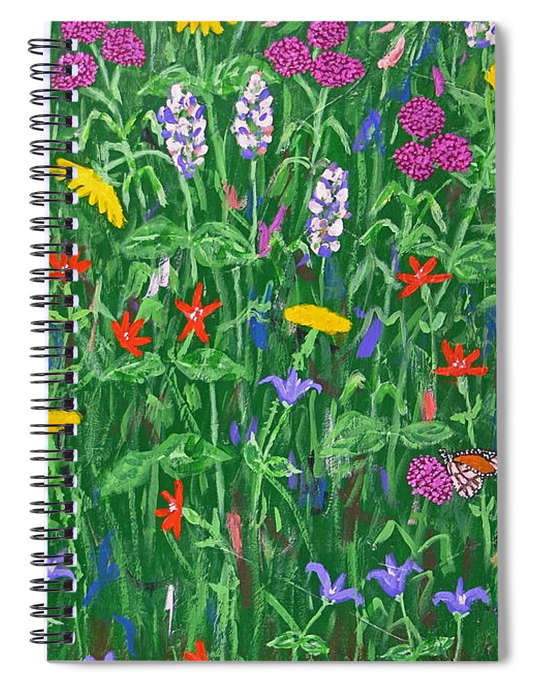 Wildflowers Painting Spiral Notebook featuring the painting Wildflowers-vertical by J Loren Reedy