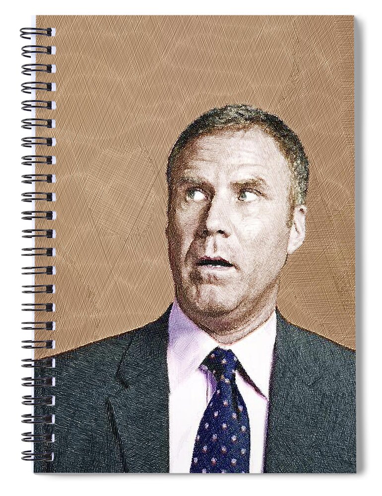 Anchorman Spiral Notebook featuring the painting Will Ferrell by Tony Rubino