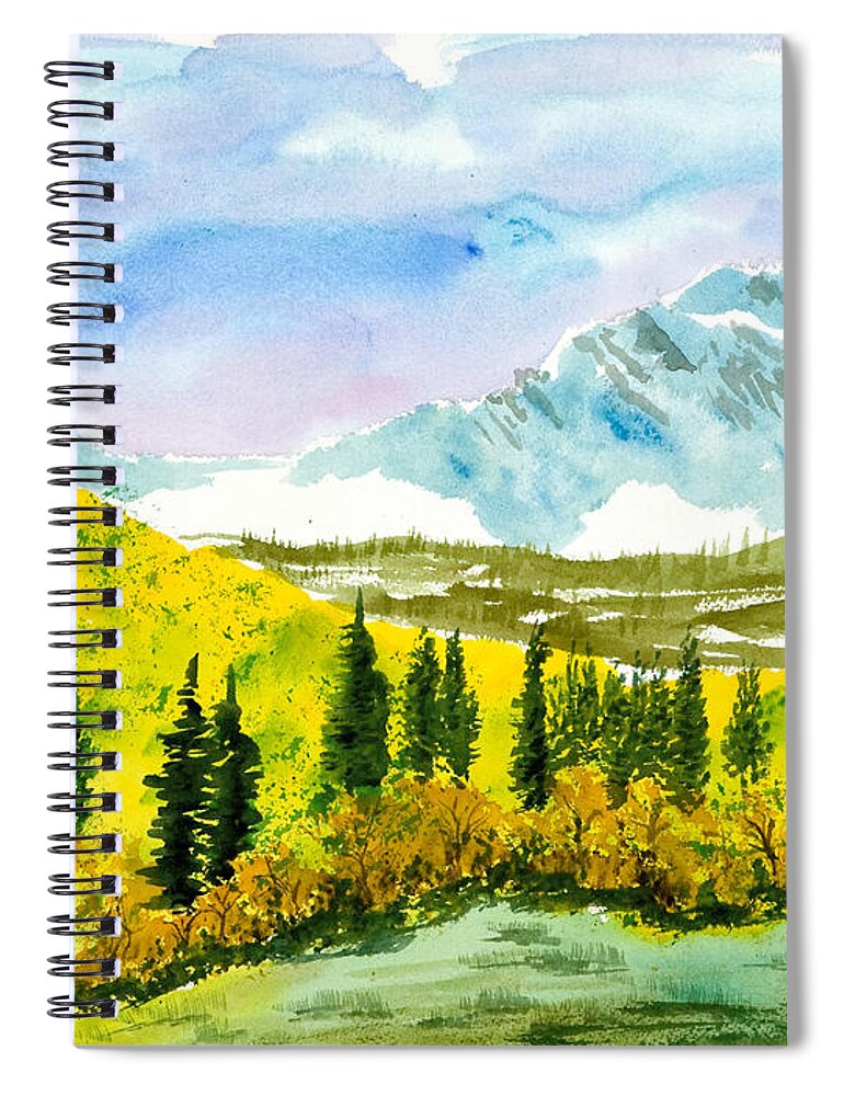 Mountains Spiral Notebook featuring the painting Willard Peak by Walt Brodis