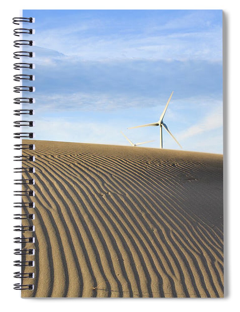 Tranquility Spiral Notebook featuring the photograph Wind Turbine And Sand by Samyaoo