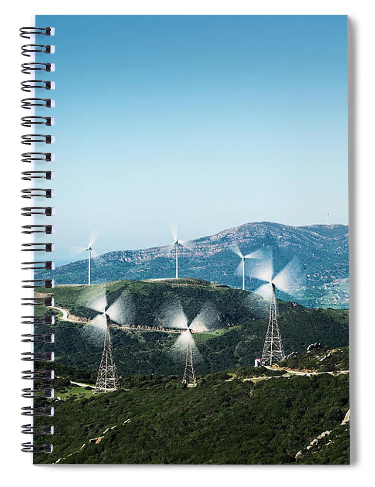 Environmental Conservation Spiral Notebook featuring the photograph Wind Turbines On A Hill by Ben Welsh / Design Pics