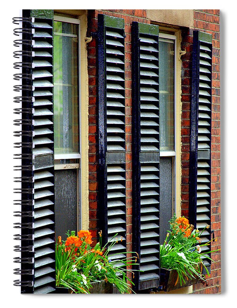 Boston Spiral Notebook featuring the photograph Window Treatments by Caroline Stella