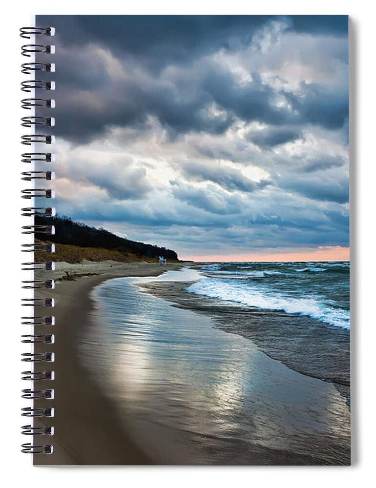 Evie Spiral Notebook featuring the photograph Winds of Oval Beach Saugatuck Michigan by Evie Carrier