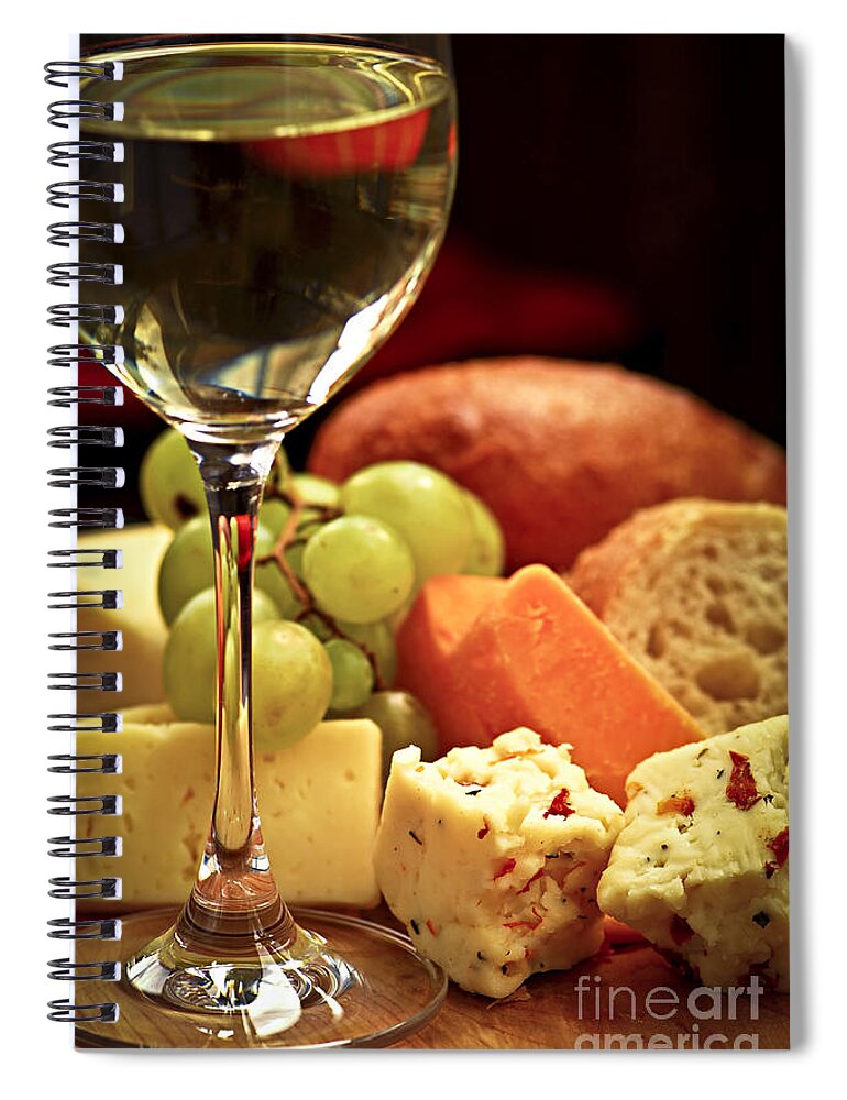 Cheese Spiral Notebook featuring the photograph Wine and cheese 3 by Elena Elisseeva