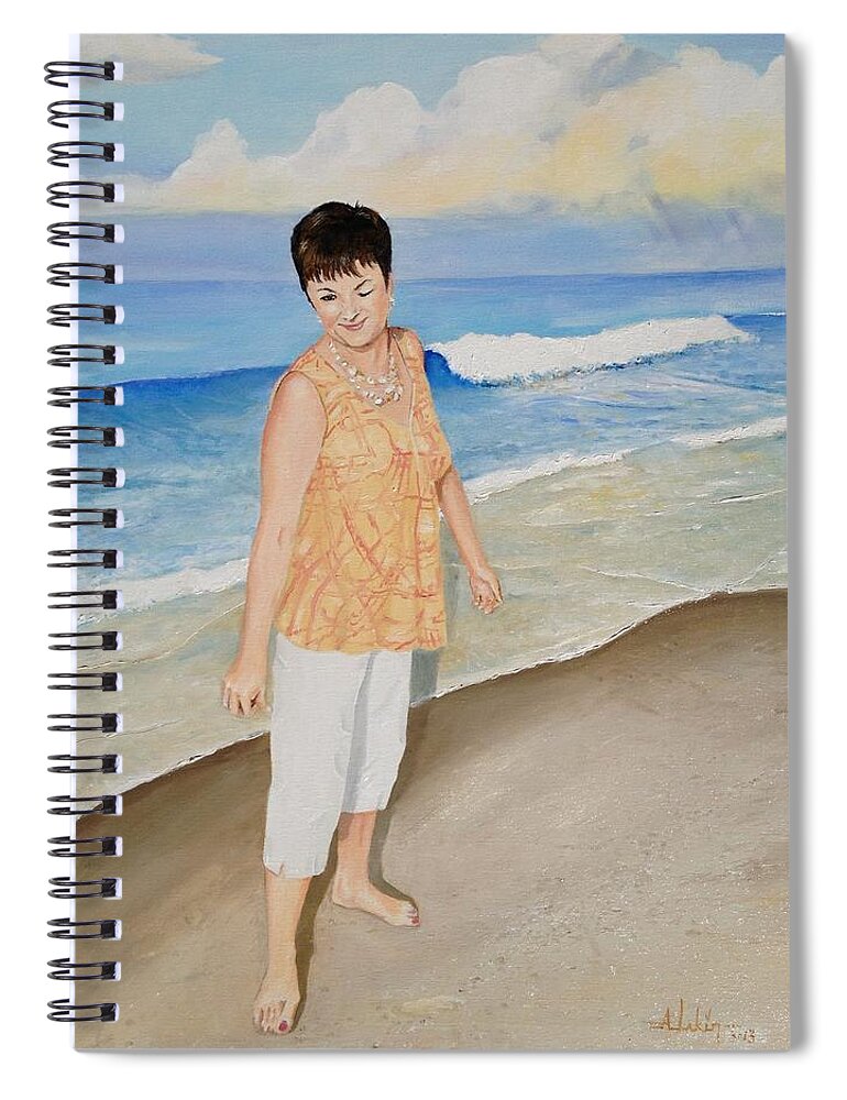 Seascape Spiral Notebook featuring the painting Winking at the Sun by Alan Lakin