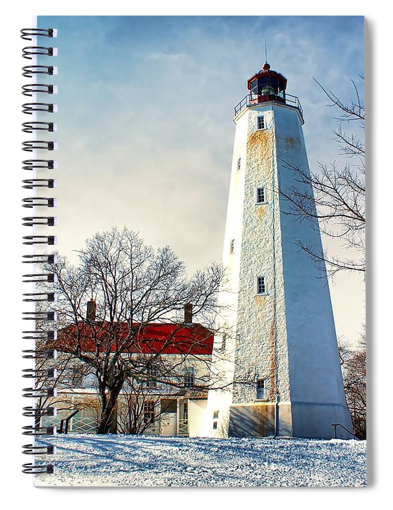 Architecture Spiral Notebook featuring the photograph Winter at Sandy Hook Light by Nick Zelinsky Jr