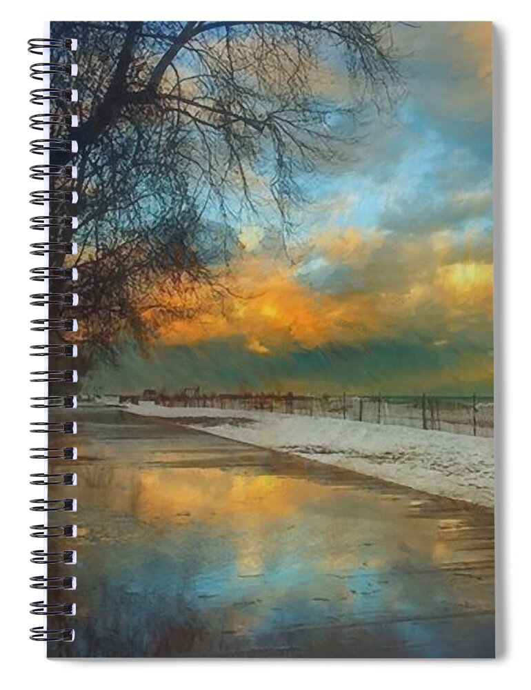 Troy Caperton Spiral Notebook featuring the painting Winter Fenceline by Troy Caperton