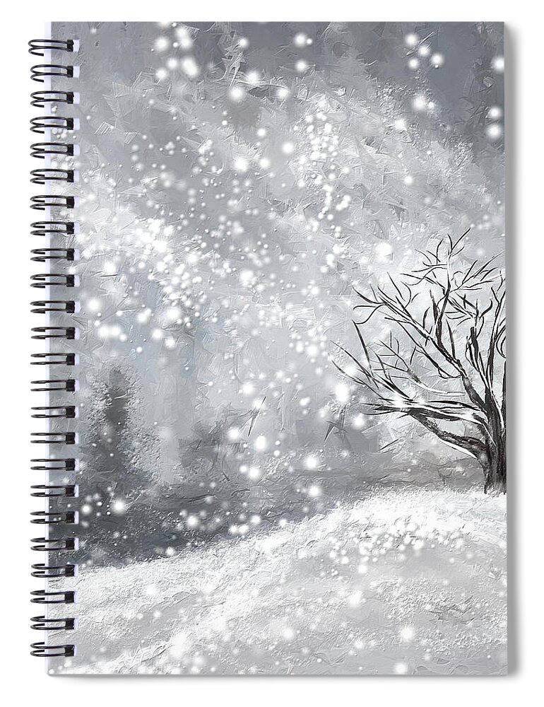 Four Seasons Spiral Notebook featuring the painting Winter- Four Seasons Painting by Lourry Legarde