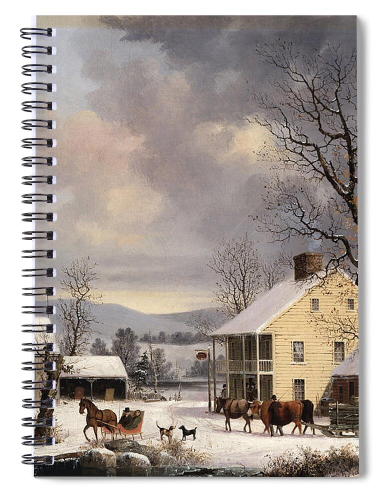 George Henry Durrie Spiral Notebook featuring the painting Winter in the Country by George Henry Durrie