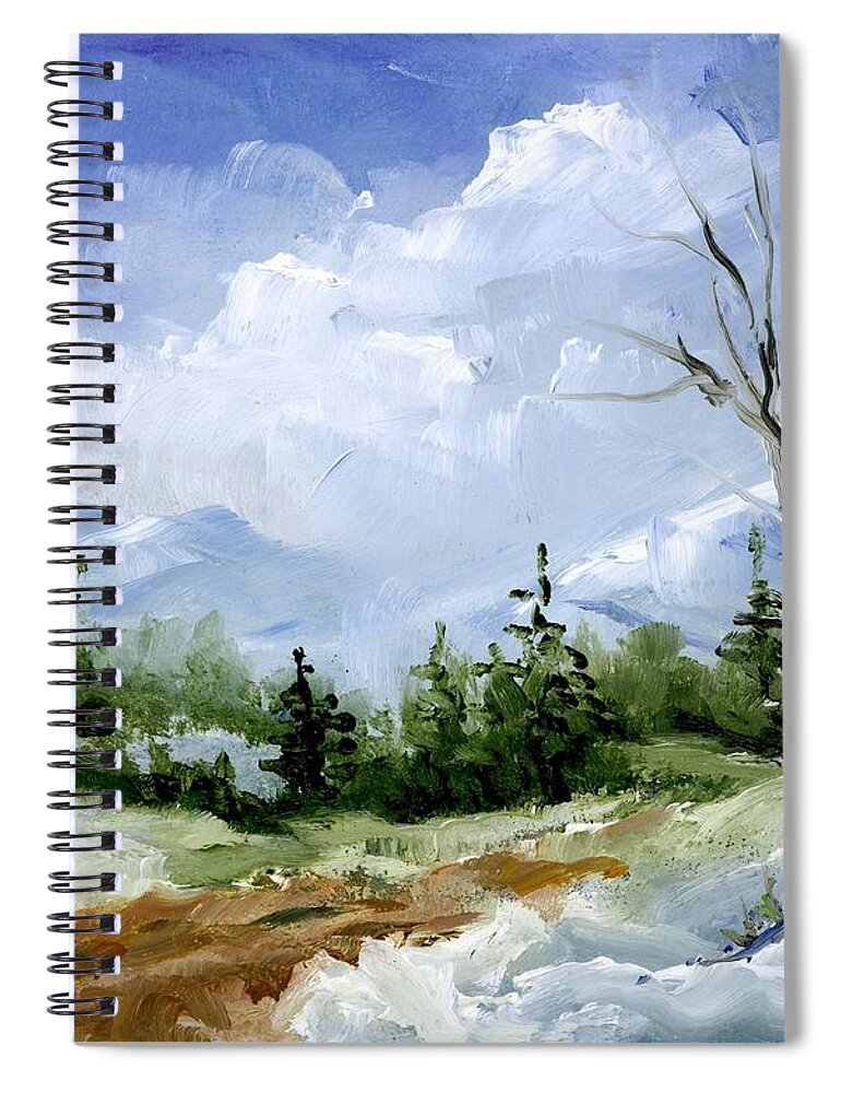 Oil Landscape Spiral Notebook featuring the painting Winter Landscape by Virginia Potter