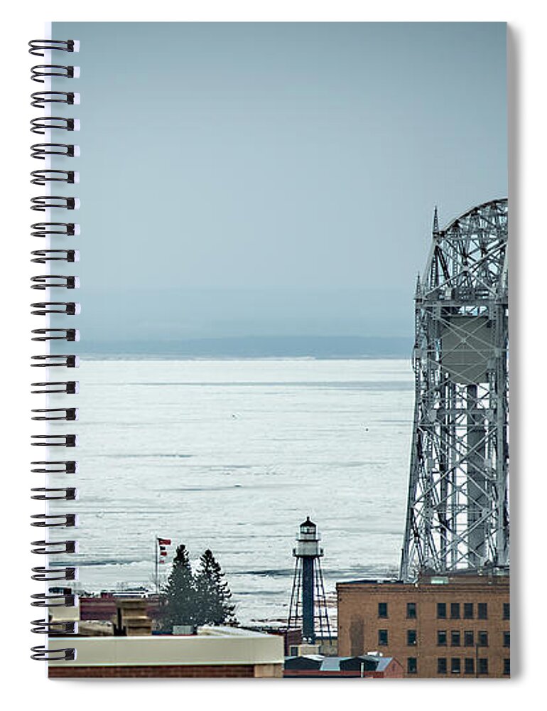 Erial Spiral Notebook featuring the photograph Winter On Duluth Landmarks by Paul Freidlund