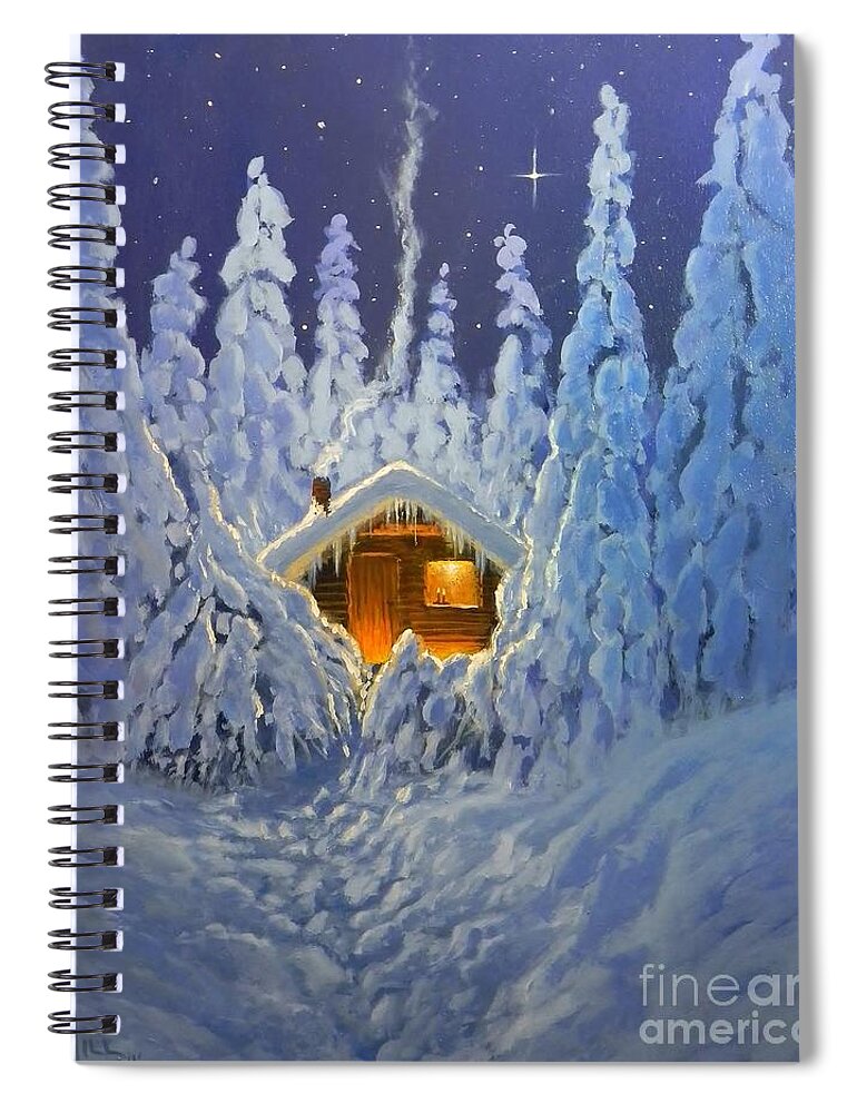 Landscape Spiral Notebook featuring the painting Winter Retreat by Paul K Hill
