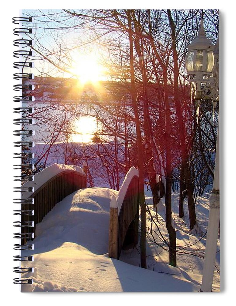 Lamp Spiral Notebook featuring the photograph Winter Scene by Zinvolle Art