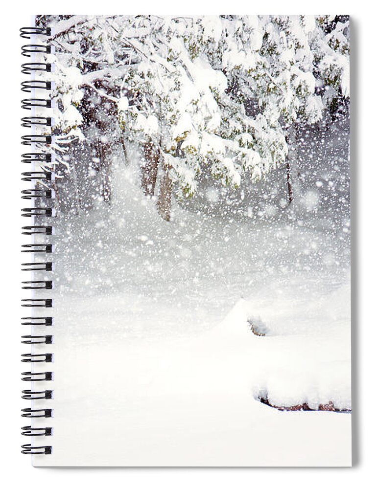 Winter Snow Bridge Picture Spiral Notebook featuring the photograph Winter Snow Bridge by Gwen Gibson