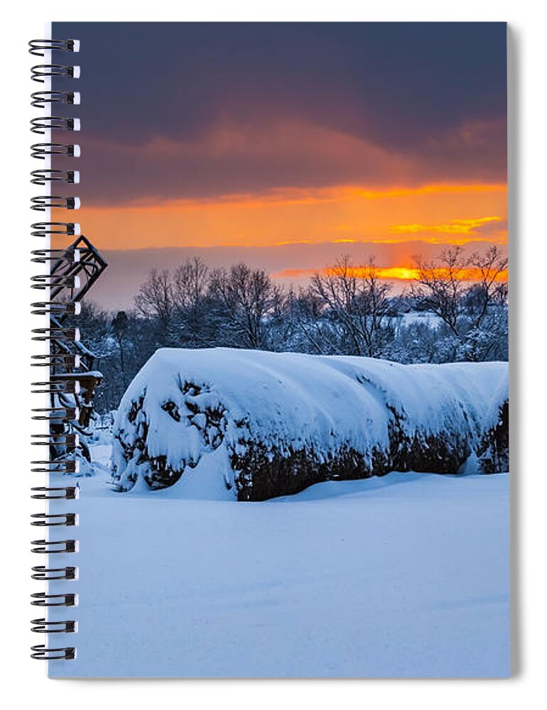 Snow Spiral Notebook featuring the photograph Winter Sunset on the Farm by Holden The Moment