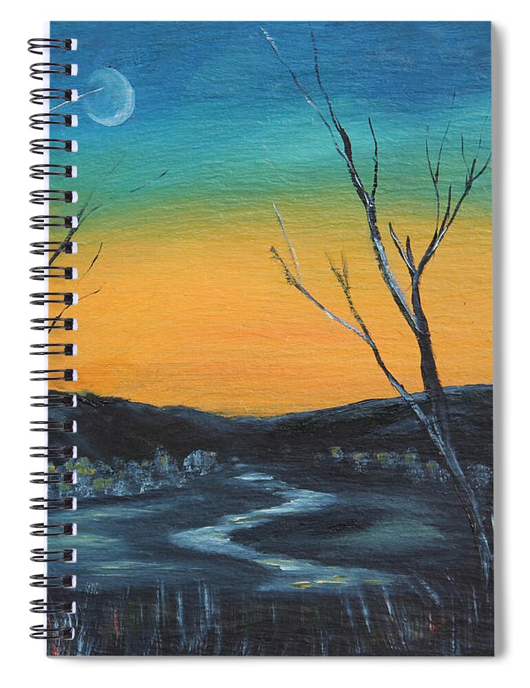 Winter Spiral Notebook featuring the painting Winter Sunset by Meaghan Troup