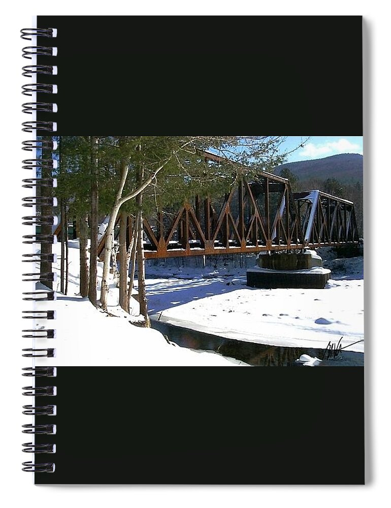  Spiral Notebook featuring the photograph Winter Trestle - Greeting Card by Mark Valentine
