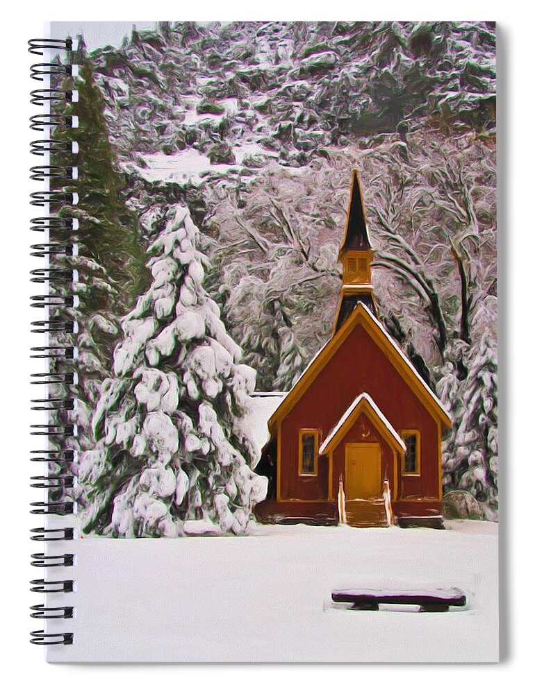 Alpine Spiral Notebook featuring the photograph Winter Yosemite Chapel by Heidi Smith