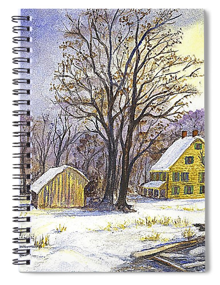 Christmas Cards Spiral Notebook featuring the painting Wintertime in The Country by Carol Wisniewski