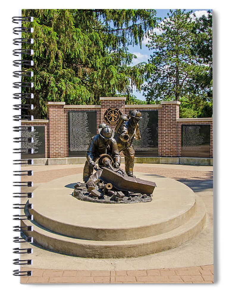 Firefighter Spiral Notebook featuring the photograph Wisconsin State Firefighters Memorial 1 by Susan McMenamin