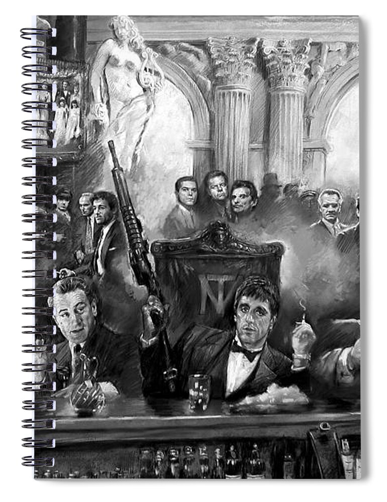 Gangsters Spiral Notebook featuring the mixed media Wise Guys by Ylli Haruni