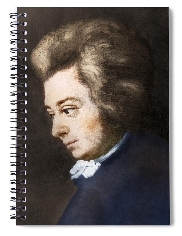 Fine Arts Spiral Notebook featuring the painting Wolfgang Amadeus Mozart by Science Source