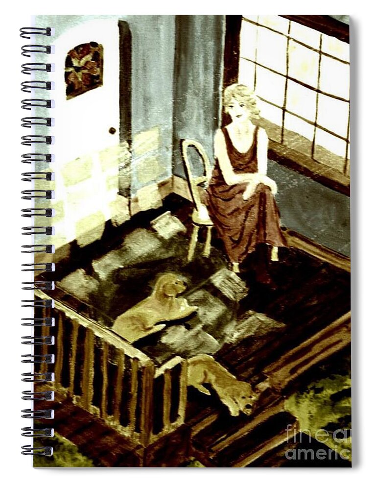 Woman Spiral Notebook featuring the painting Woman In The Window by Denise Tomasura