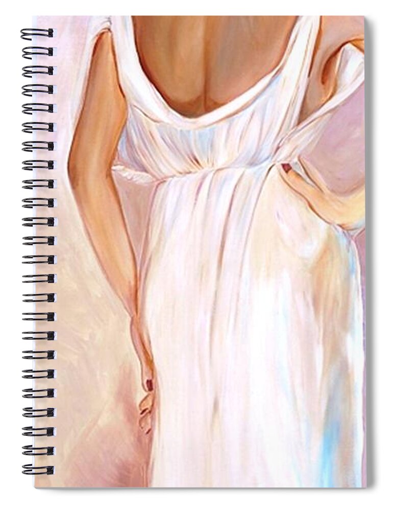 Woman Spiral Notebook featuring the painting Woman in White by Debi Starr