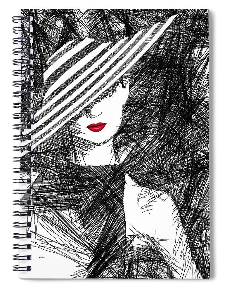 Woman Spiral Notebook featuring the digital art Woman with a Hat by Rafael Salazar