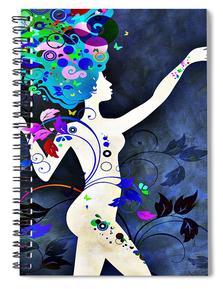 Amaze Spiral Notebook featuring the mixed media Wonderful Night by Angelina Tamez