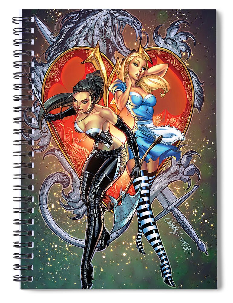 Grimm Fairy Tales Spiral Notebook featuring the drawing Wonderland Alice and Calie by Zenescope Entertainment