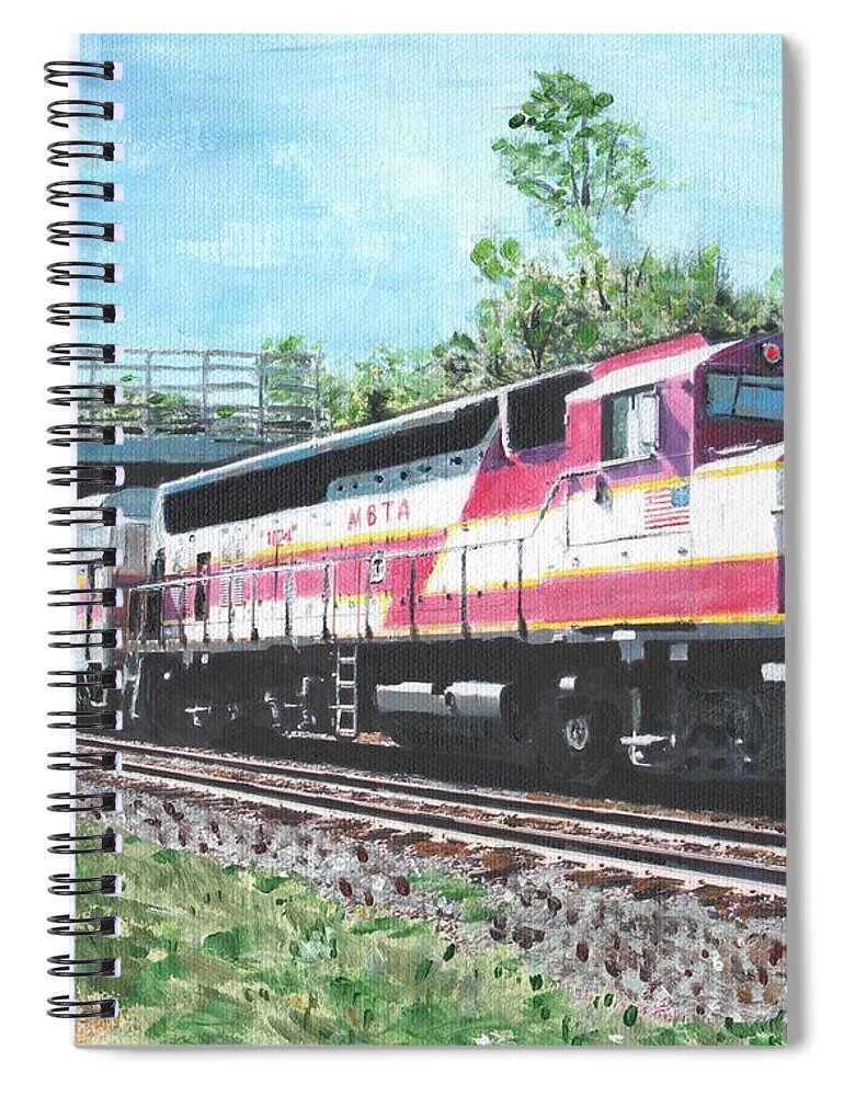 Mbta Spiral Notebook featuring the painting Worcester Bound T Train by Cliff Wilson