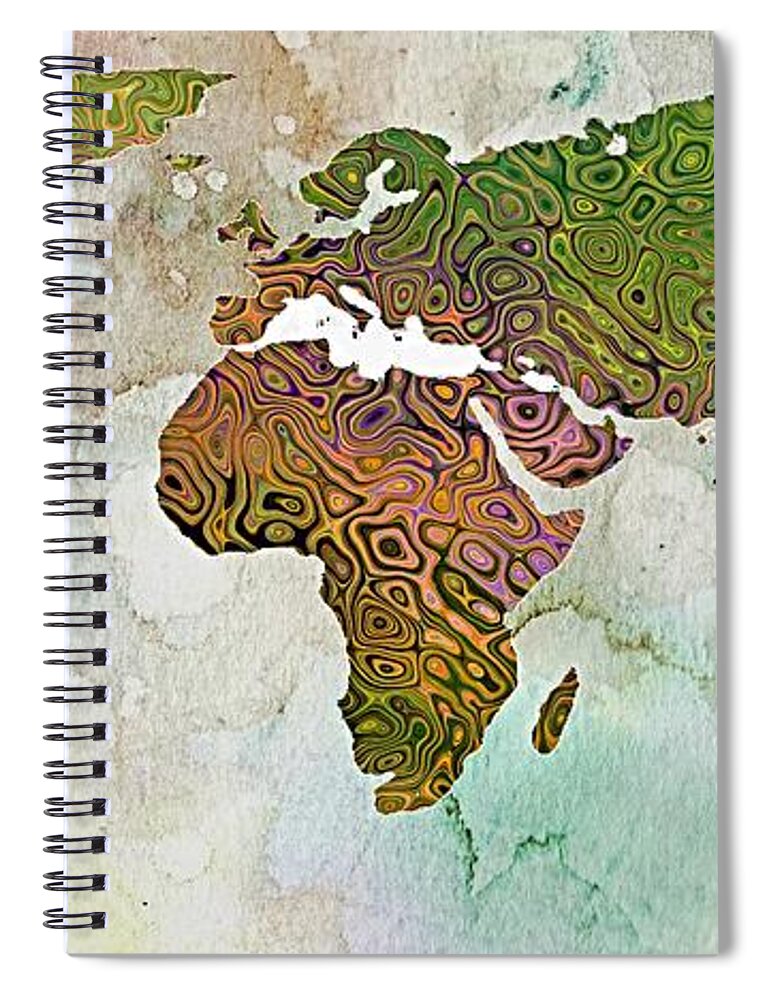 World Map Spiral Notebook featuring the painting World Map Relief by Dragica Micki Fortuna