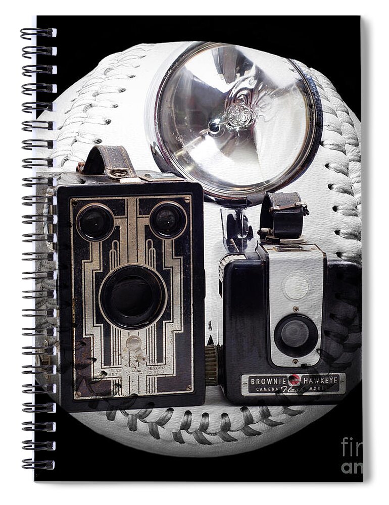 Camera Spiral Notebook featuring the photograph World Travelers Baseball Square by Andee Design