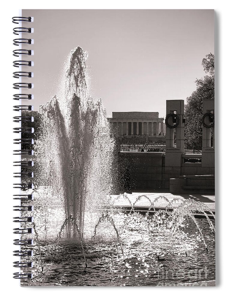 National Spiral Notebook featuring the photograph World War II Memorial Fountain by Olivier Le Queinec