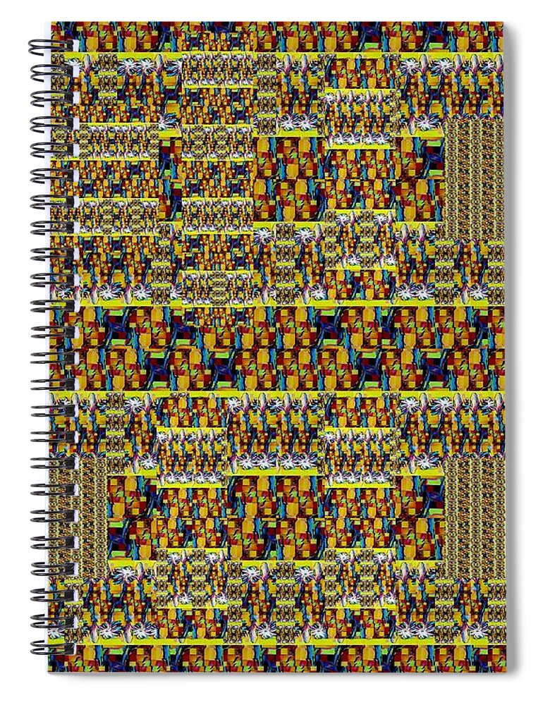 Digital Art Spiral Notebook featuring the photograph Woven Cactus Blossom Mosaic by Jodie Marie Anne Richardson Traugott     aka jm-ART