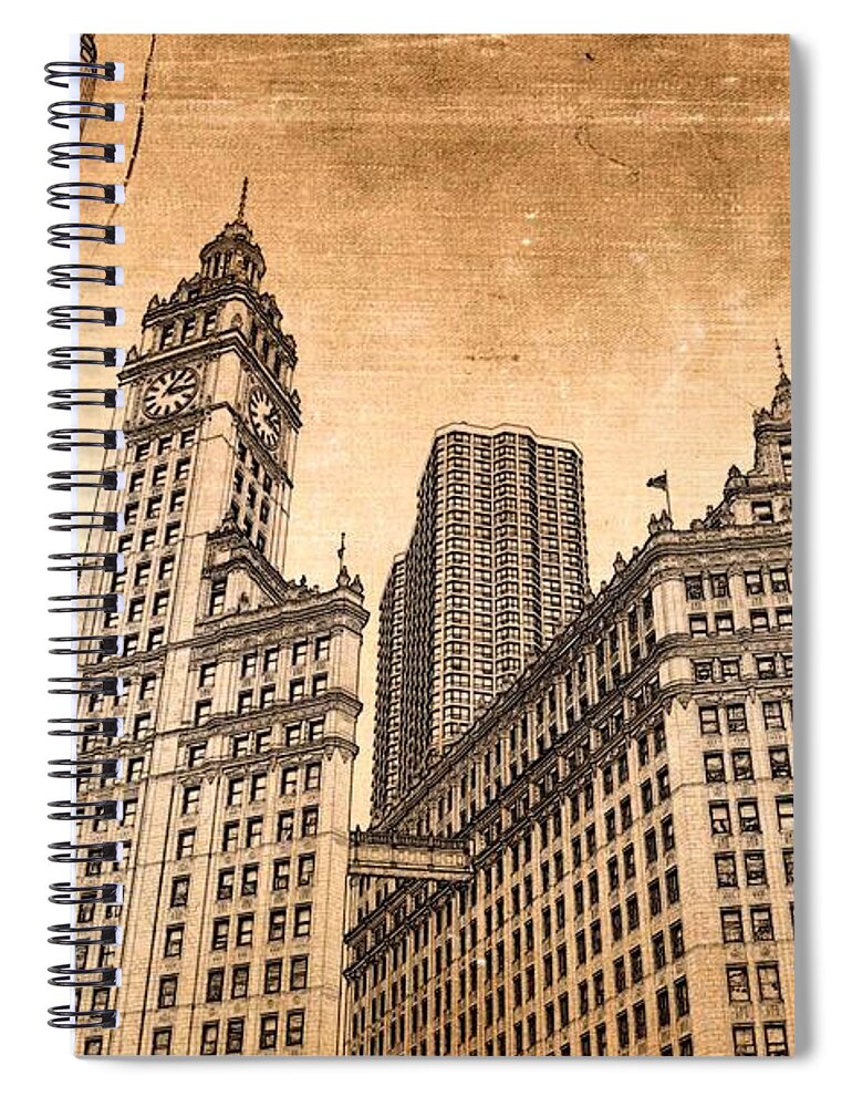 Wrigley Tower Spiral Notebook featuring the photograph Wrigley Tower Chicago by Dejan Jovanovic