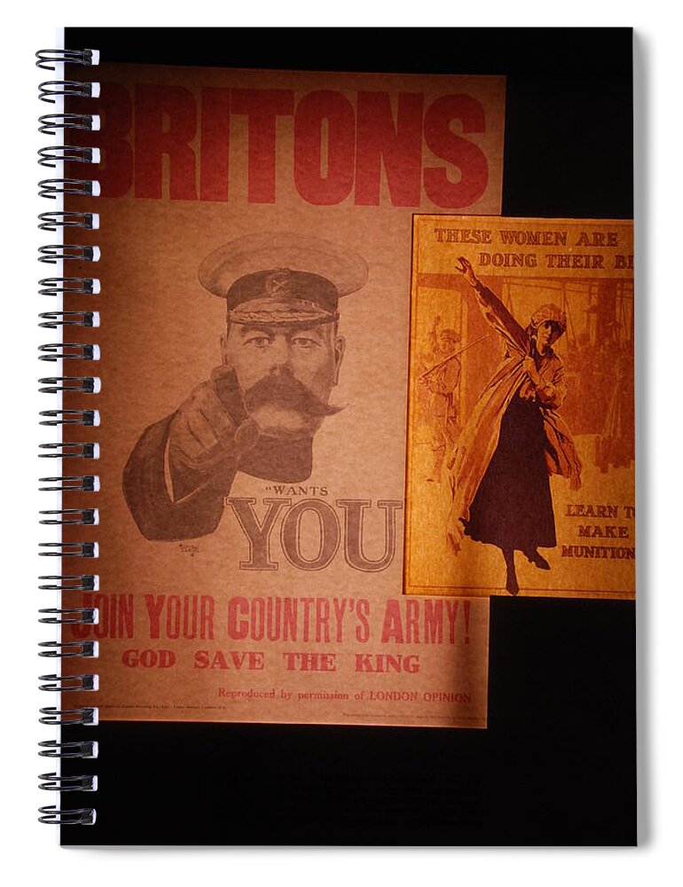 Wwi Spiral Notebook featuring the photograph WW1 Recruitment Posters by Kenny Glover