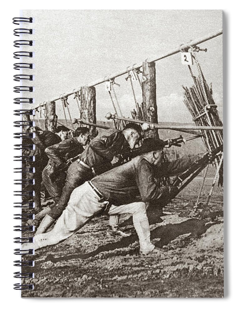 1917 Spiral Notebook featuring the photograph Wwi Bayonet Training by Granger