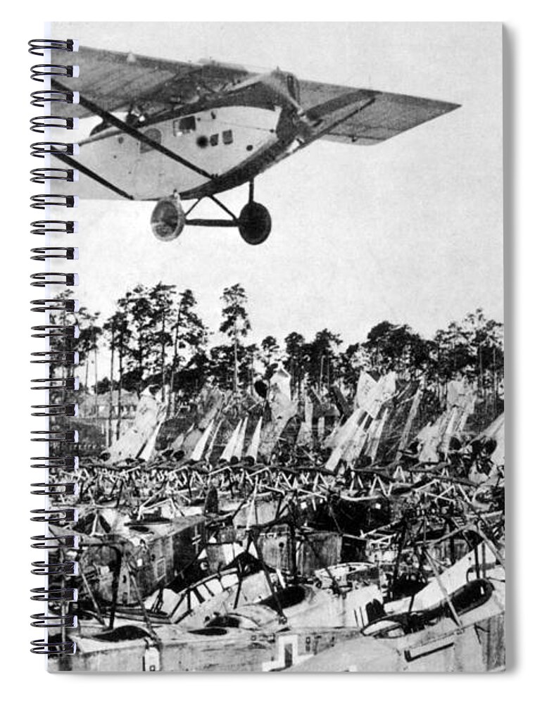 Aviation Spiral Notebook featuring the photograph Wwi, Post-war Germany, Airplane Cemetery by Photo Researchers