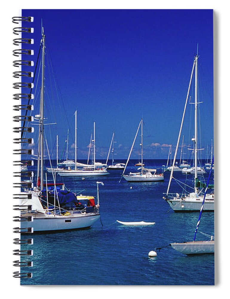 Tranquility Spiral Notebook featuring the photograph Yachts Moored On The Caribbean Sea At by Richard I'anson