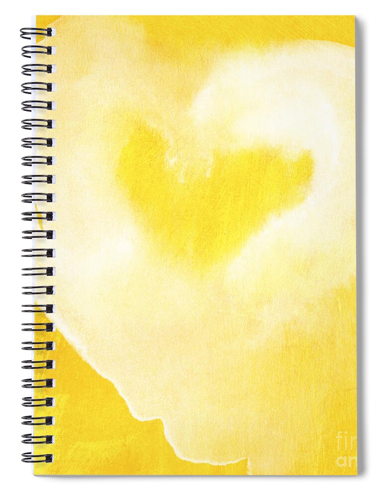 Love Spiral Notebook featuring the mixed media Yellow and White Love- Heart art by Linda Woods by Linda Woods