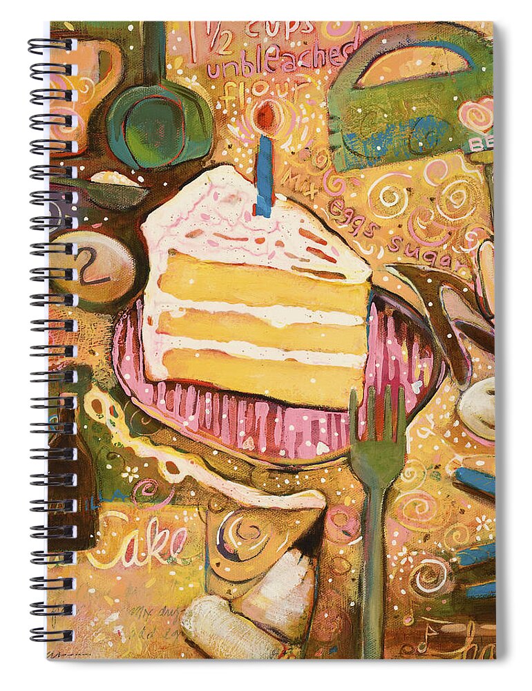 Jen Norton Spiral Notebook featuring the painting Yellow Cake Recipe by Jen Norton