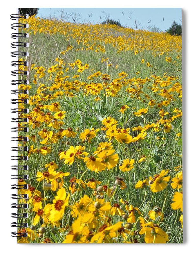 Yellow Spiral Notebook featuring the photograph Yellow Flowers by Frank Madia