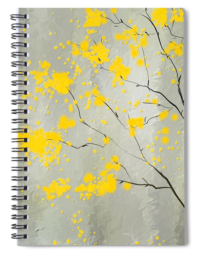 Yellow And Gray Spiral Notebook featuring the painting Yellow Foliage Impressionist by Lourry Legarde